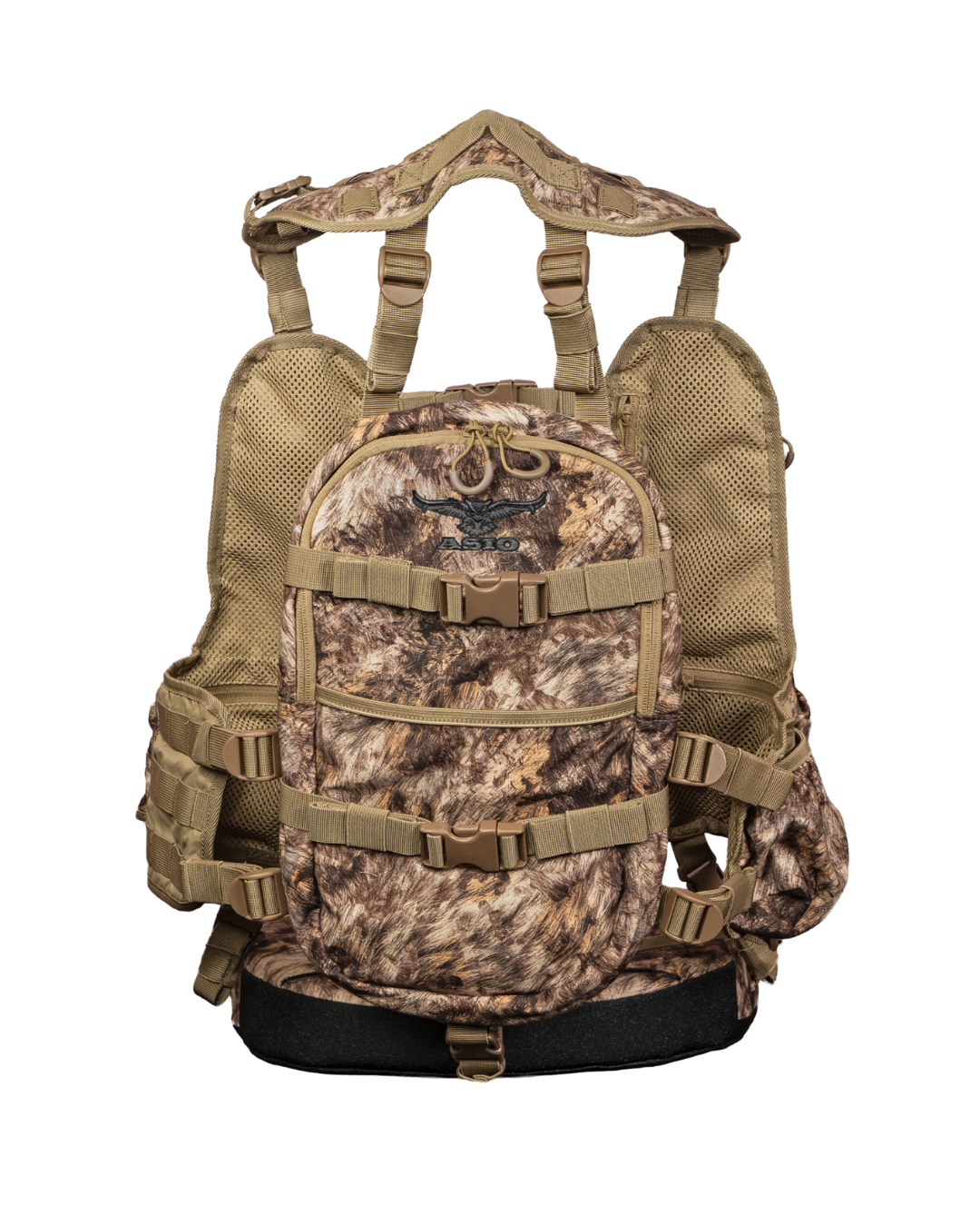 ASIO Gear Limited Edition RAPX camo turkey vest – rear view displaying integrated pack compartment and support padding