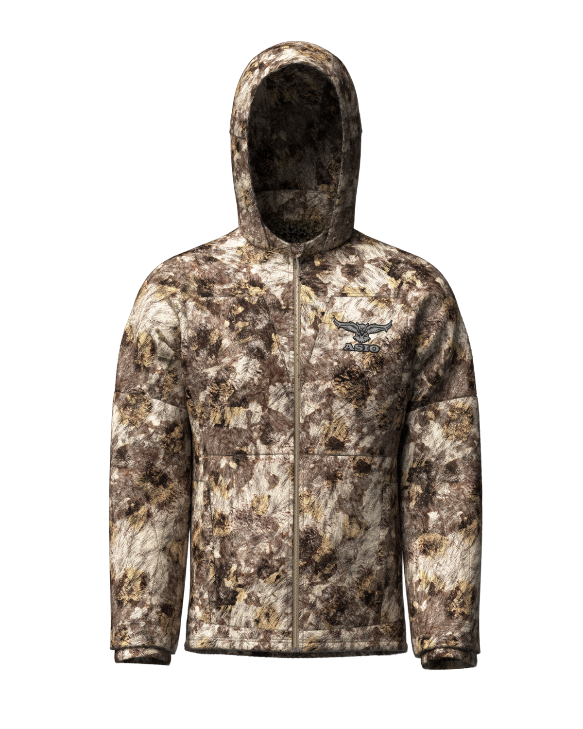 Heavyweight hooded hunting jacket in RAPX camo designed for cold weather and late-season bowhunting