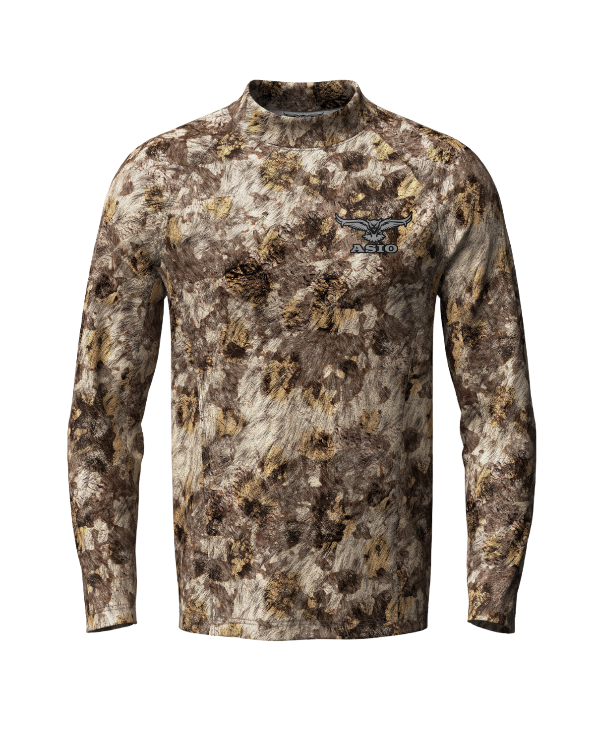 ASIO Gear lightweight baselayer top in RAPX camo—long sleeve hunting shirt engineered for stealth, mobility, and all-season versatility.