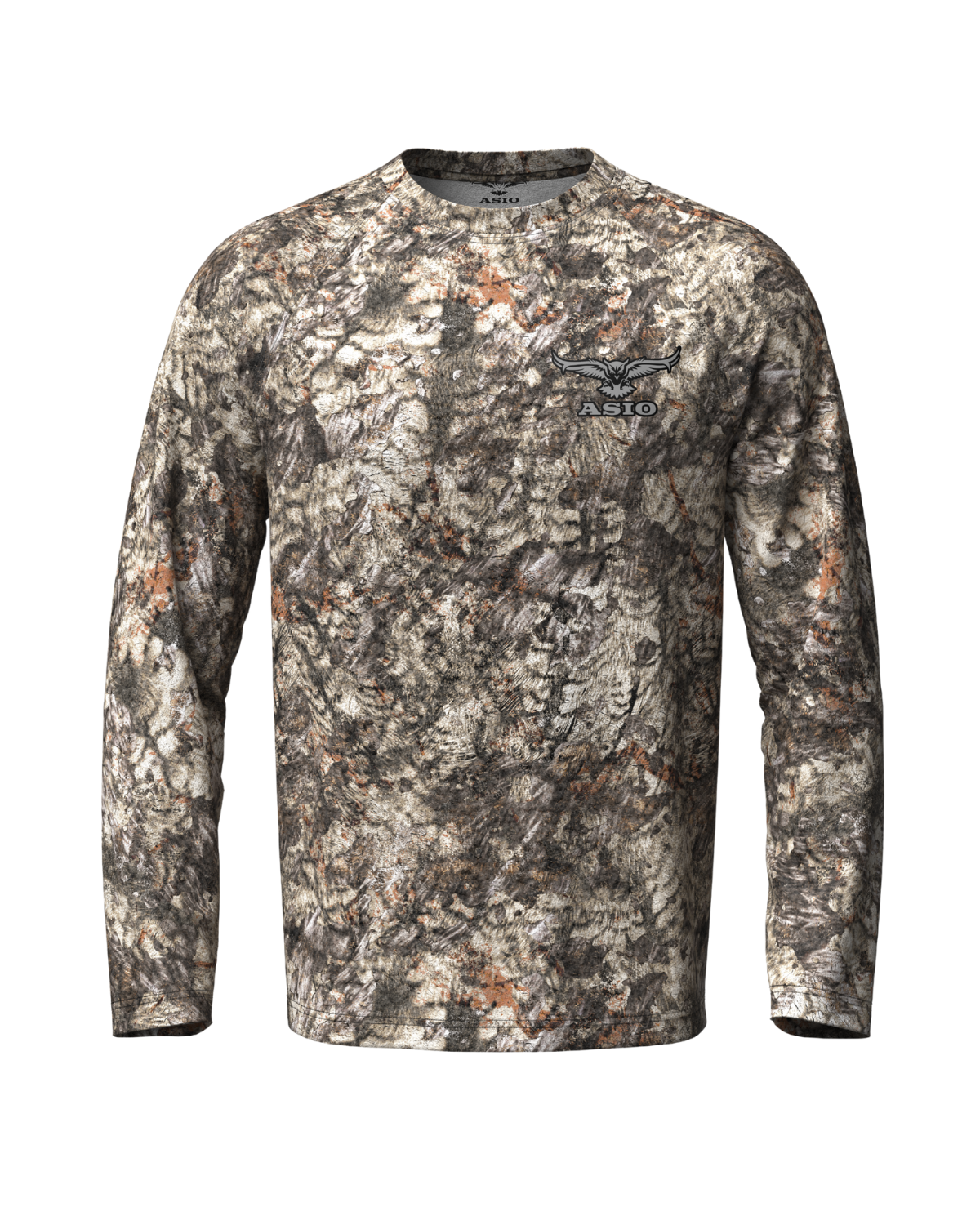 ASIO Gear lightweight long sleeve performance hunting shirt in RAPTOR camo for early season treestand use
