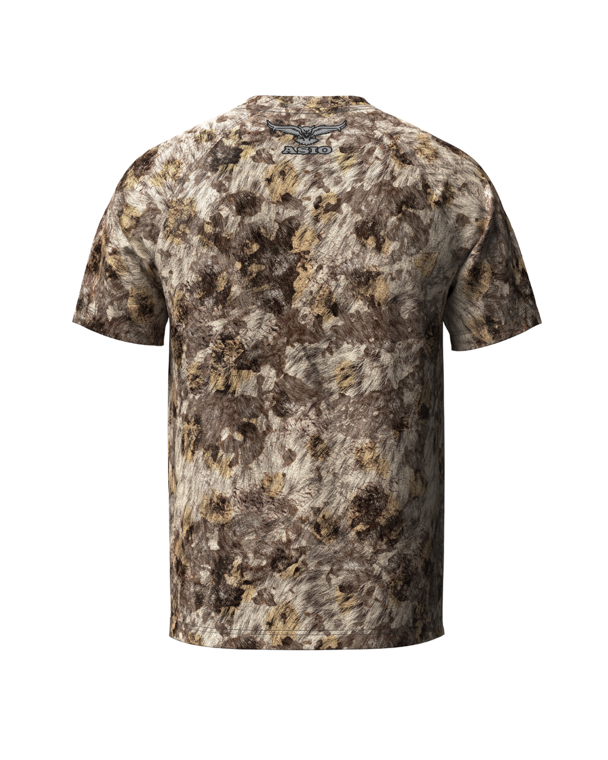 Back view of RAPX camo short sleeve performance shirt for warm-weather and mobile bowhunters