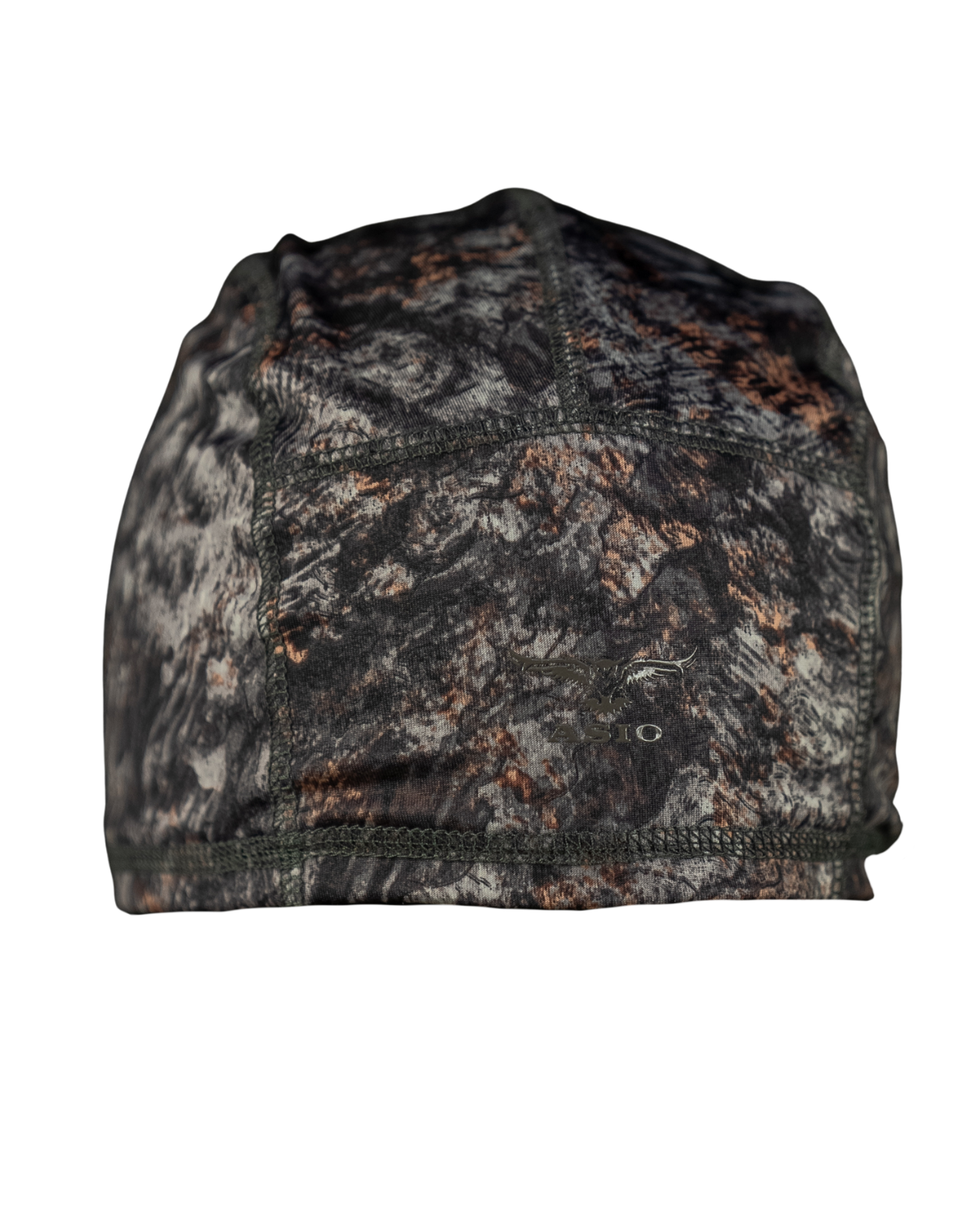 ASIO Gear lightweight stretch fleece beanie in RAPTOR camo – breathable and silent hunting skull cap designed for bowhunters seeking stealth, comfort, and close-range concealment in early to mid-season whitetail hunts.