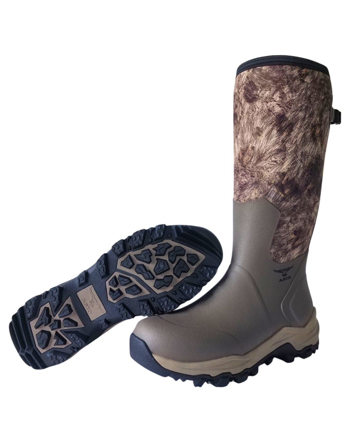 ASIO Gear Whitetail Pro Boot in RAPX camo designed for ground or elevated whitetail hunting with grippy outsole and full-season performance