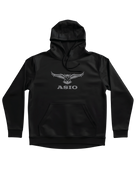 ASIO Gear black performance hoodie with tonal owl logo on chest