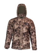 Front view of the ASIO Heavyweight Hooded Jacket in RAPX Camo