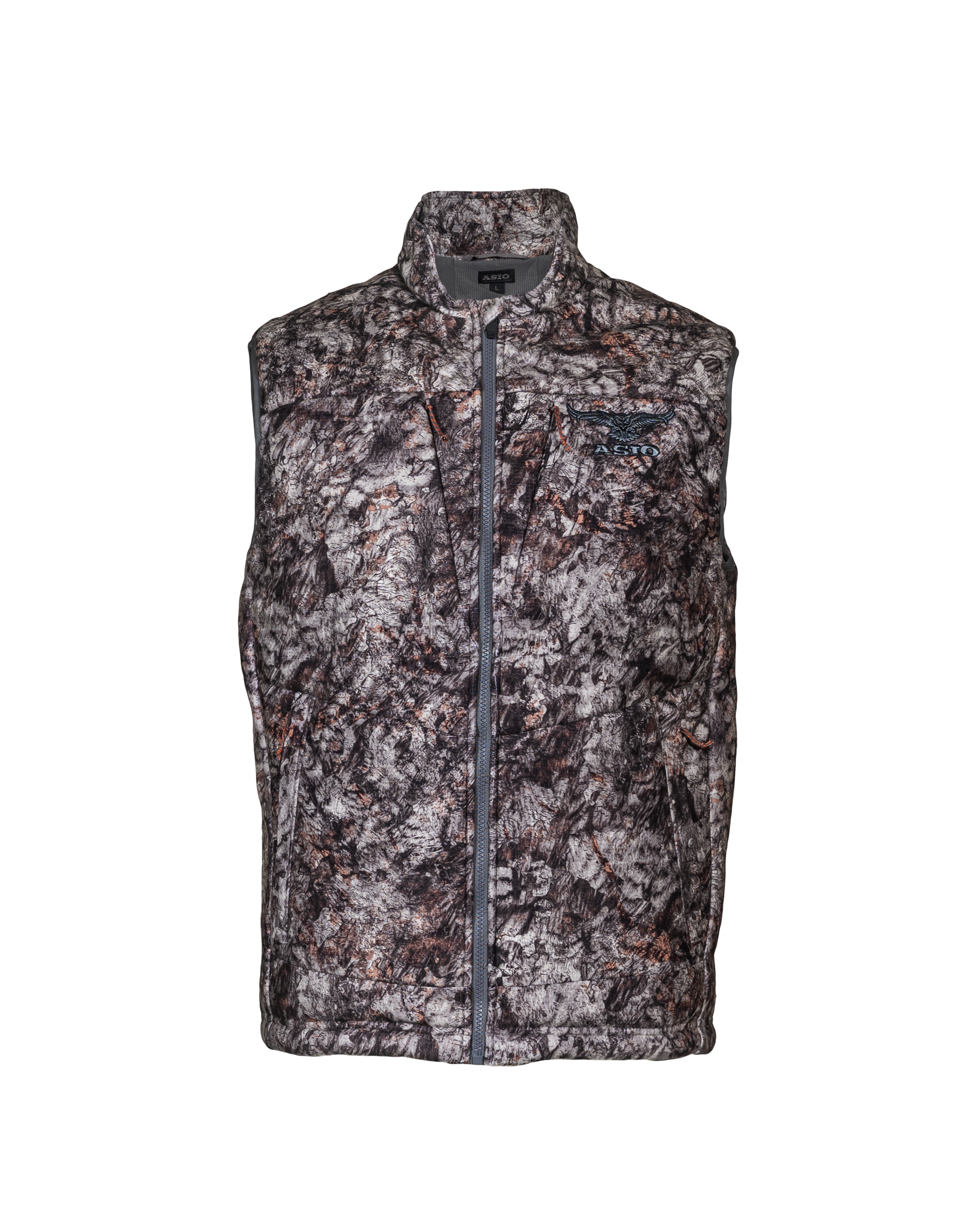 Front view of the ASIO Heavyweight Vest in Raptor Camo
