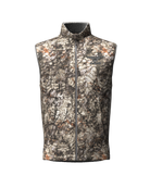 ASIO Gear midweight sherpa vest in Raptor camo with high-pile fleece interior, designed for bowhunters seeking silent warmth and concealment during mid-season hunts.