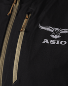 Napoleon chest pocket zipper detail on the black reversible side of the jacket