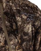 ASIO logo on the chest of the camo Midweight Puffy Jacket