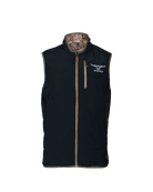 Solid black reversible side of the RAPX Midweight Puffy Vest with camo collar