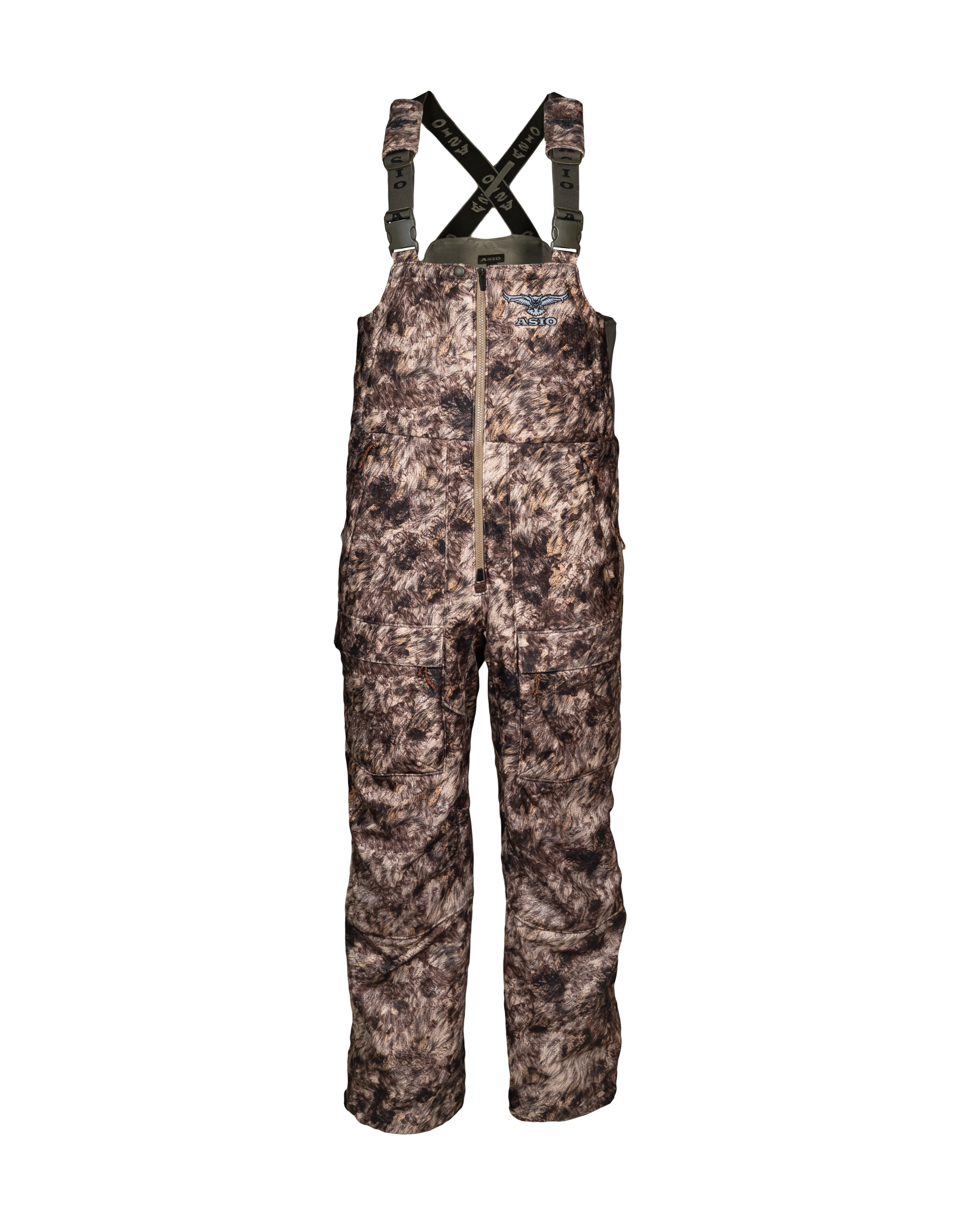 Front view of the ASIO Midweight Sherpa Bib in RAPX Camo