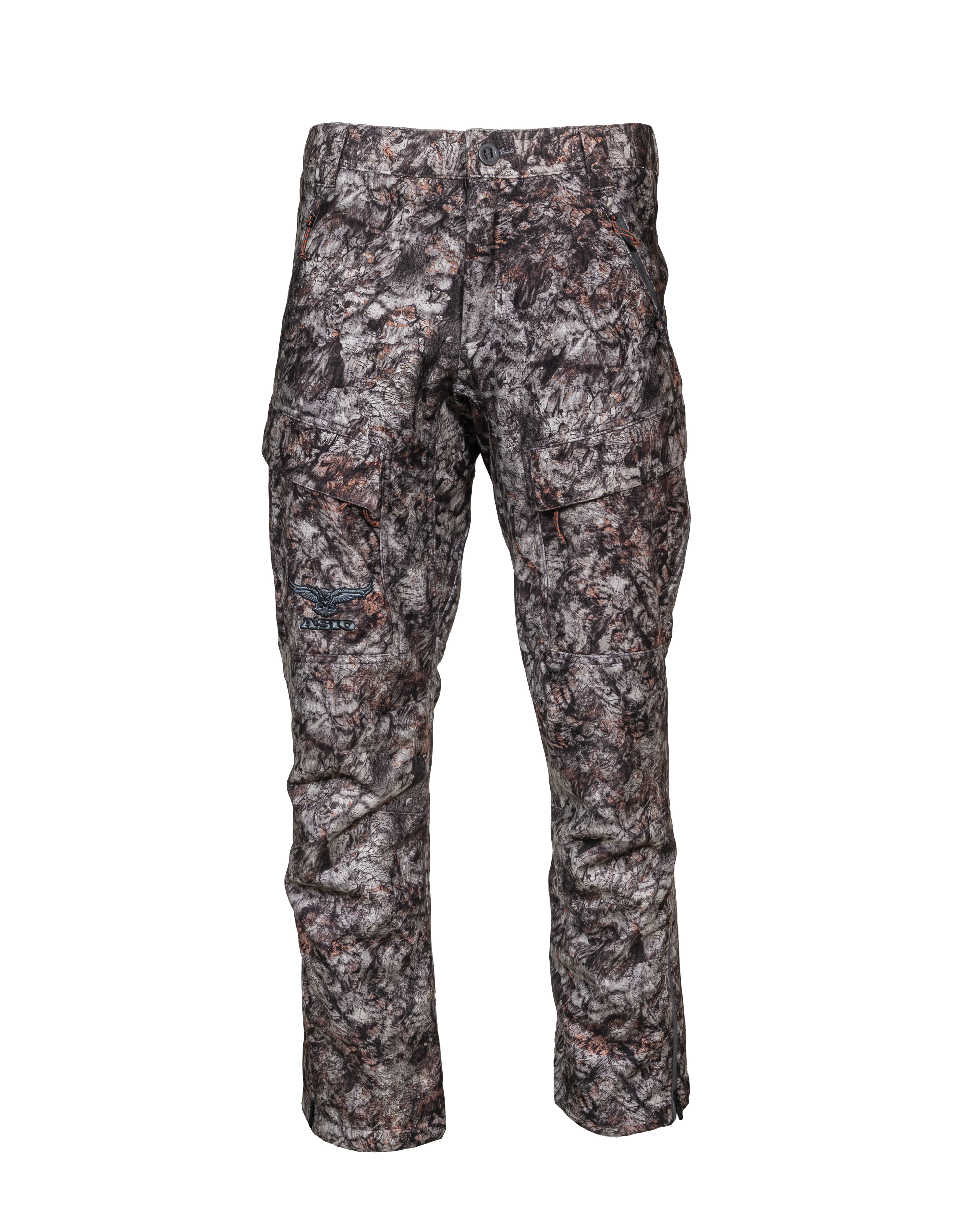 Front view of the ASIO Midweight Sherpa Pant in Raptor Camo