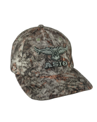 ASIO Gear lightweight bowhunting hat in Raptor camo – fitted low-profile hunting cap with moisture-wicking fabric, structured bill, and embroidered logo, designed for stealth and comfort in early to mid-season treestand and ground setups.